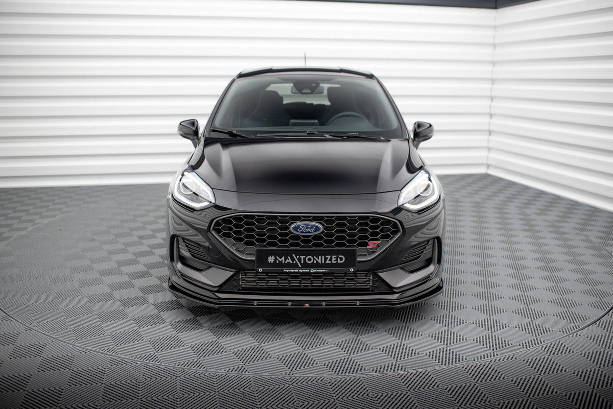 Street+ Spoilerlippe Front Ansatz V.2 passend für Ford Fiesta ST / ST-line Mk8 Facelift schwarz Hochglanz – Ansicht 1