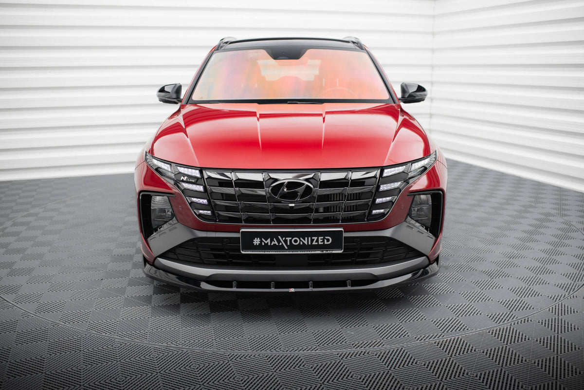 Street+ Spoilerlippe Front Ansatz V.1 passend für Hyundai Tucson N-Line Mk4 schwarz Hochglanz – Ansicht 1