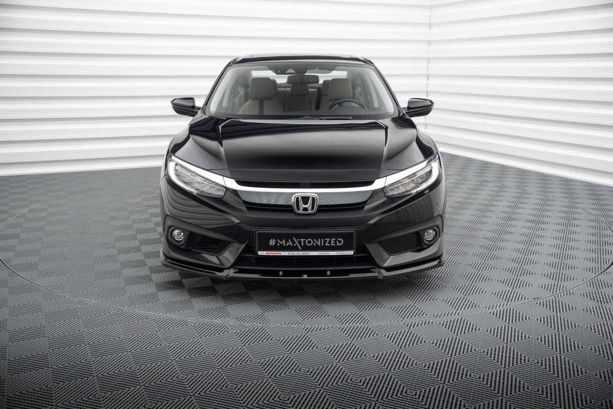 Street+ Spoilerlippe Front Ansatz V.1 passend für Honda Civic Limousine Mk10 schwarz Hochglanz – Ansicht 1