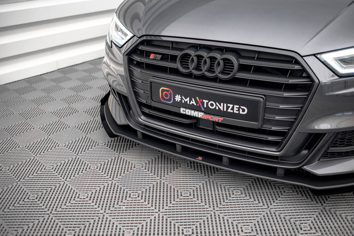 Street Pro Street+ Spoilerlippe Front Ansatz passend für + Flaps passend für V.1 + Flaps Audi S3 / A3 S-Line Sportback 8V Facelift schwarz Hochglanz – Ansicht 3
