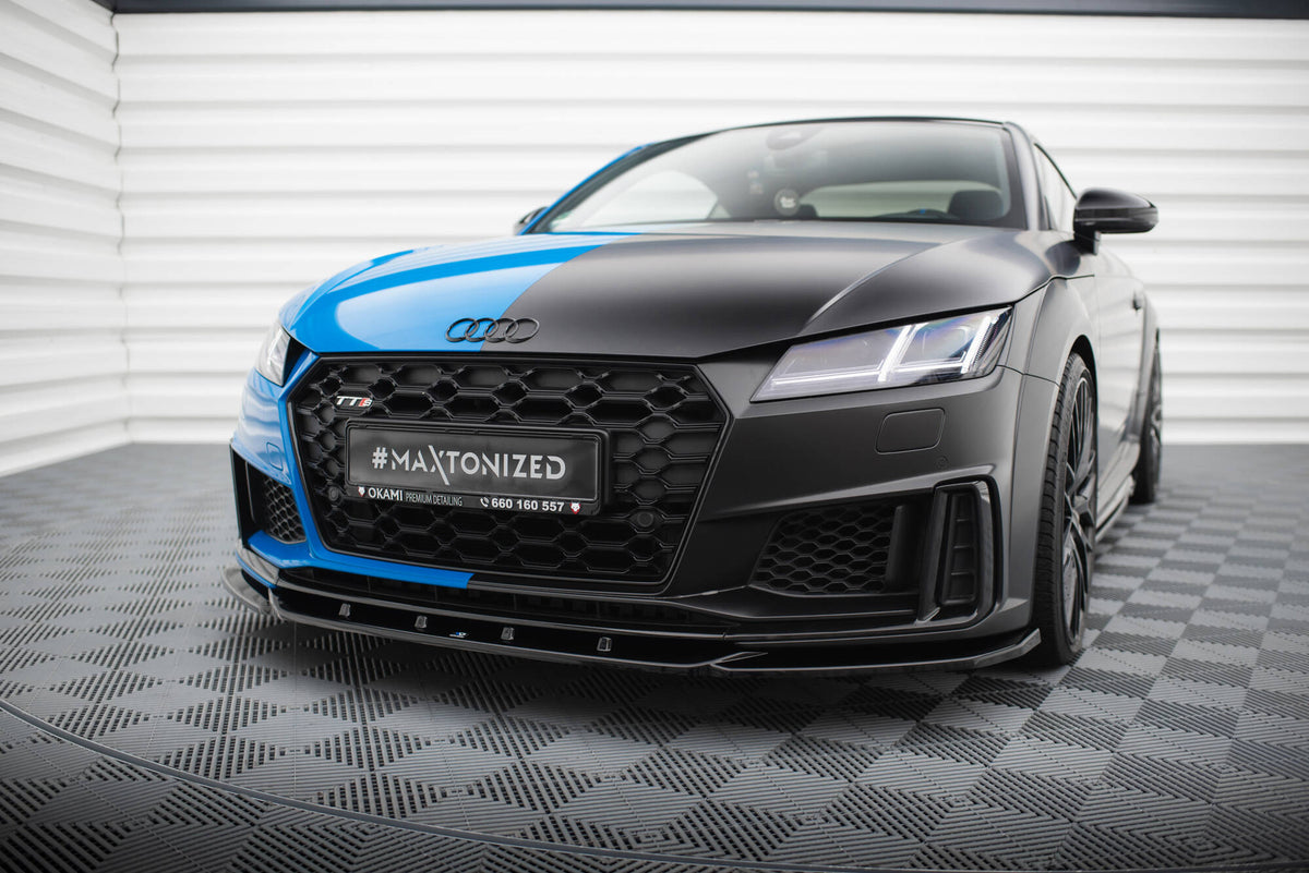 Street+ Spoilerlippe Front Ansatz V.2 passend für Audi TT S / TT S-Line 8S Facelift schwarz Hochglanz – Ansicht 3