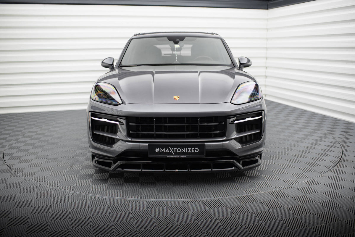 Street+ Spoilerlippe Front Ansatz passend für Porsche Cayenne Sport Design / Turbo SUV / Coupe Mk3 Facelift schwarz Hochglanz – Ansicht 1