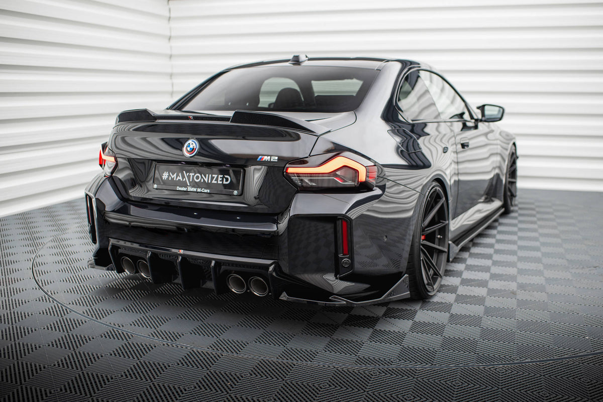Heck Ansatz Flaps Diffusor V.4 passend für (Für heckansatz v.1) BMW M2 G87 schwarz Hochglanz – Ansicht 1