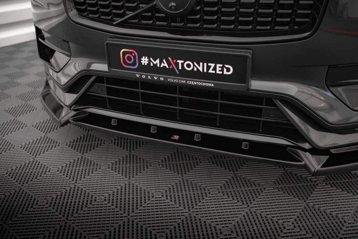 Street+ Spoilerlippe Front Ansatz V.2 passend für Volvo XC90 R-Design Mk2 Facelift schwarz Hochglanz – Ansicht 3