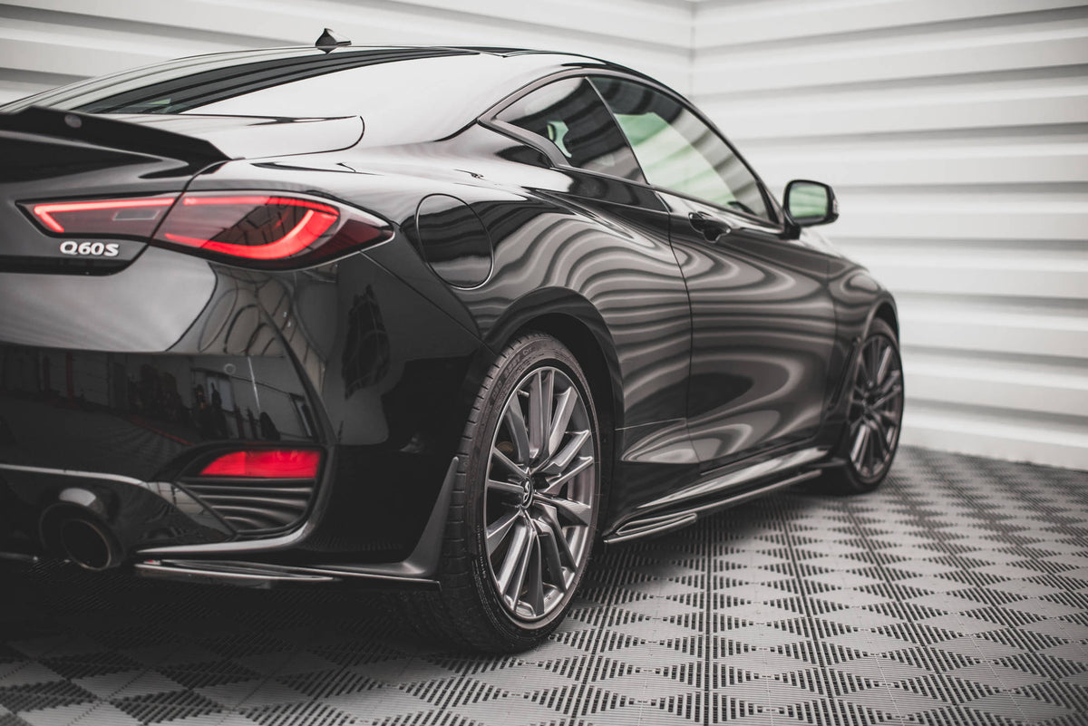 Street+ Seitenschweller Leisten passend für Infiniti Q60 S Mk2 schwarz Hochglanz – Ansicht 1
