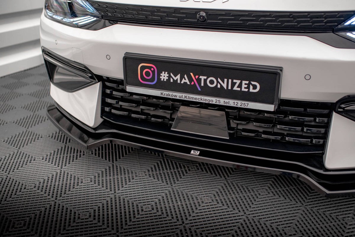 Street+ Spoilerlippe Front Ansatz V.1 passend für Kia EV6 GT-Line Mk1 schwarz Hochglanz – Ansicht 3