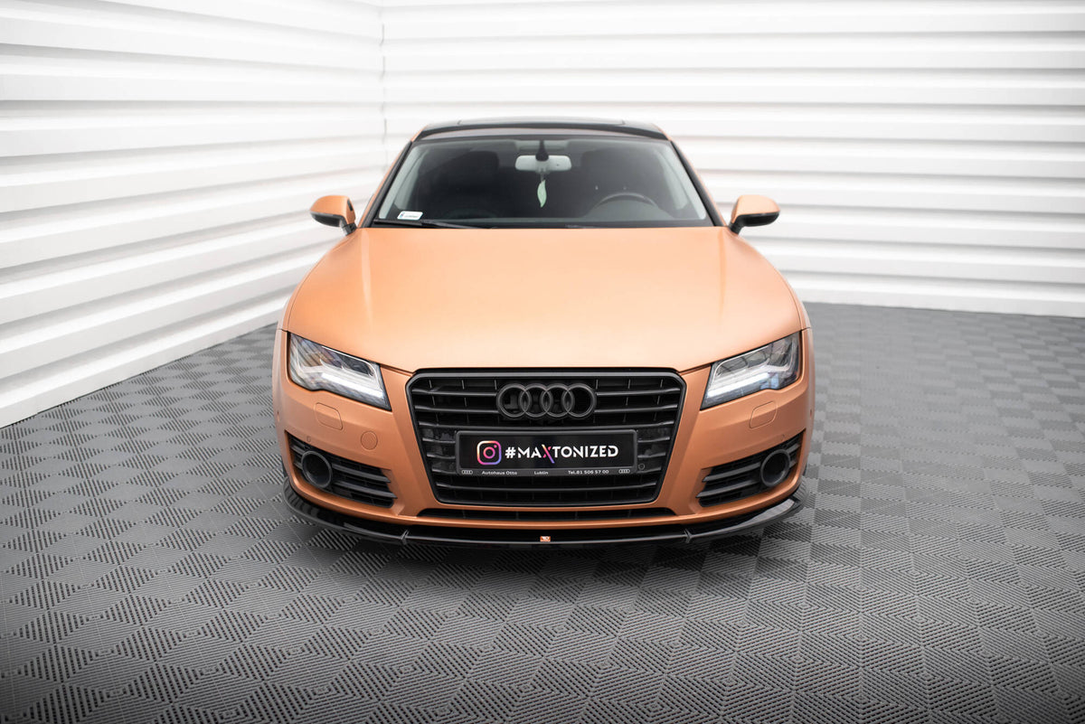 Street+ Spoilerlippe Front Ansatz V.1 passend für Audi A7 C7 schwarz Hochglanz – Ansicht 1