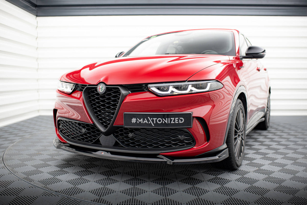 Street+ Spoilerlippe Front Ansatz V.1 passend für Alfa Romeo Tonale Mk1 schwarz Hochglanz – Ansicht 3