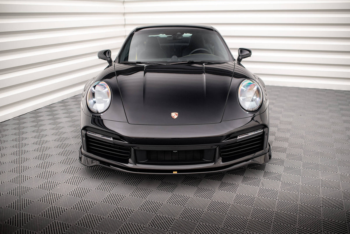Street+ Spoilerlippe Front Ansatz passend für Porsche 911 Turbo S 992 schwarz Hochglanz – Ansicht 1