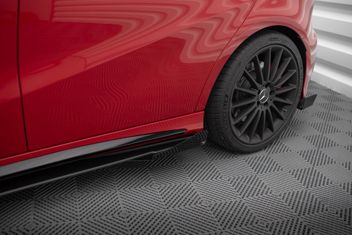 Street Pro Street+ Seitenschweller Leisten + Flaps passend für Mercedes-Benz A 45 AMG W176 Facelift schwarz Hochglanz – Ansicht 3