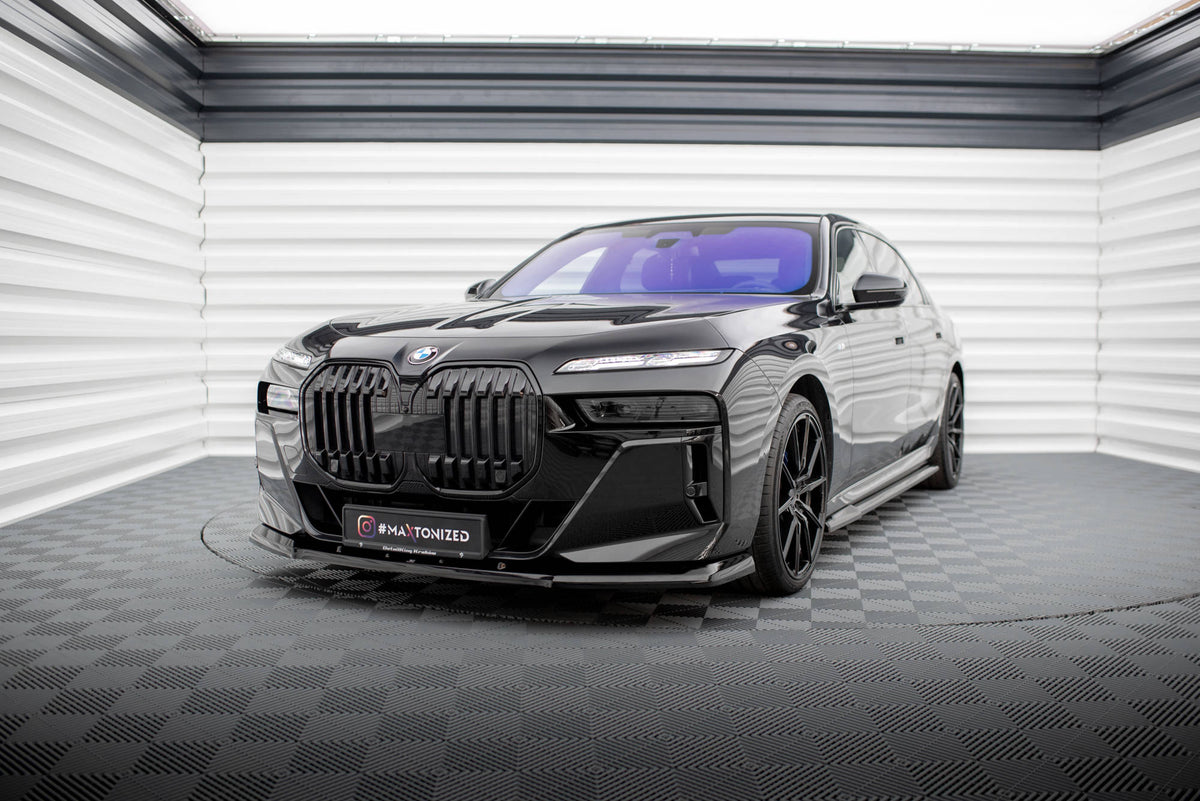 Street+ Spoilerlippe Front Ansatz V.1 passend für BMW 7 M-Paket / M760e / i7 M-Paket G70   schwarz Hochglanz – Ansicht 4