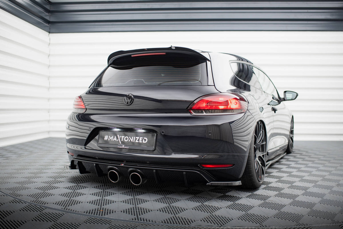 Diffusor Heck Ansatz V.2 passend für VW Scirocco Mk3 (R32 Auspuff) schwarz Hochglanz – Ansicht 3