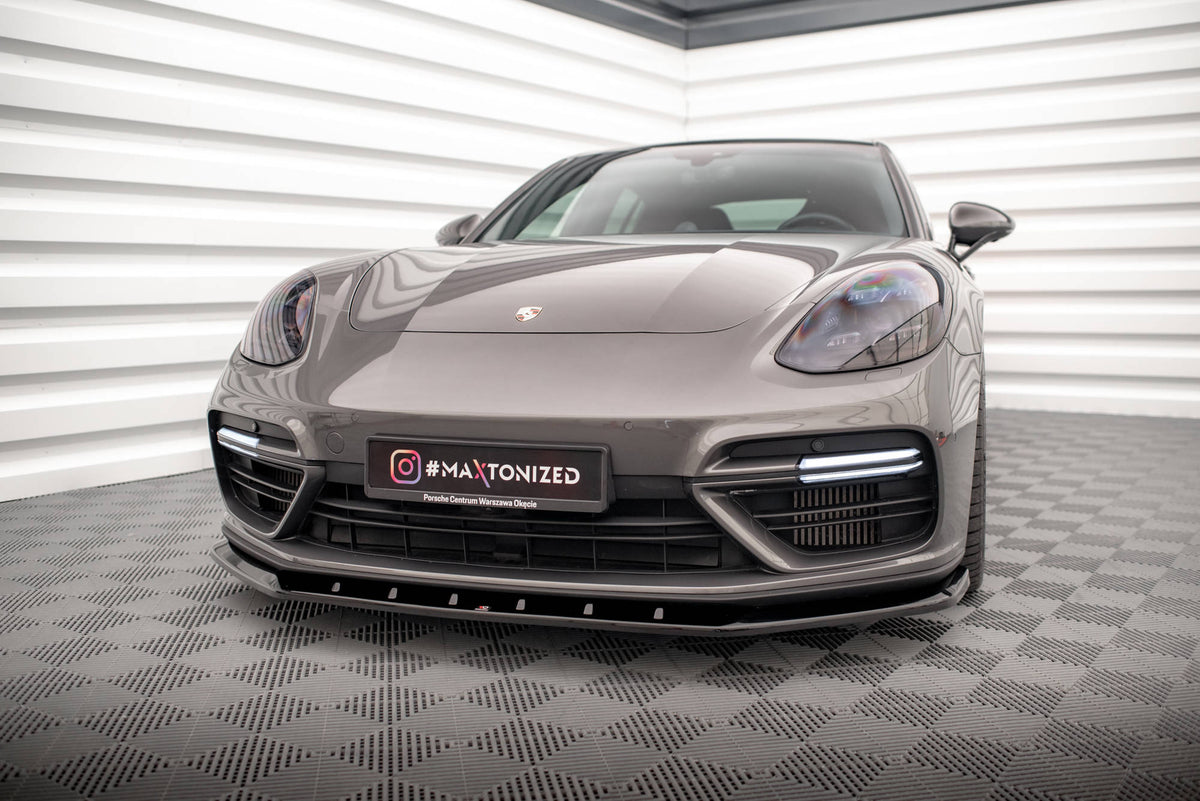 Street+ Spoilerlippe Front Ansatz V.1 passend für Porsche Panamera Turbo S E-Hybrid schwarz Hochglanz – Ansicht 4