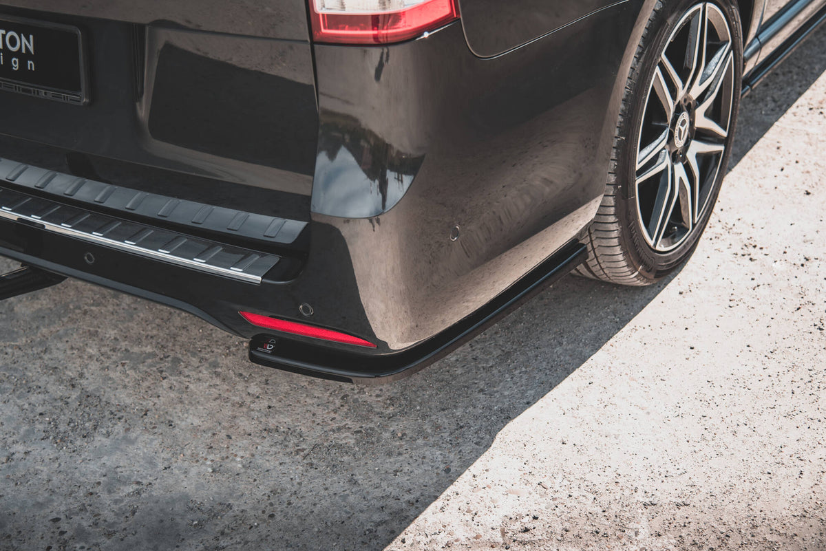 Heck Ansatz Flaps Diffusor V.1 passend für Mercedes-Benz V-Klasse AMG-Line W447 Facelift schwarz Hochglanz – Ansicht 3