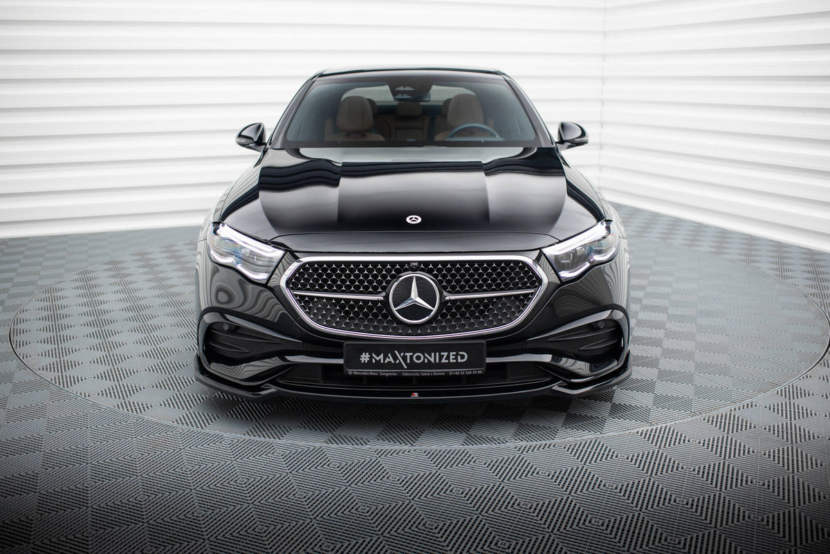 Street+ Spoilerlippe Front Ansatz V.1 passend für Mercedes-Benz E AMG-Line Limousine / Kombi W214 schwarz Hochglanz – Ansicht 1