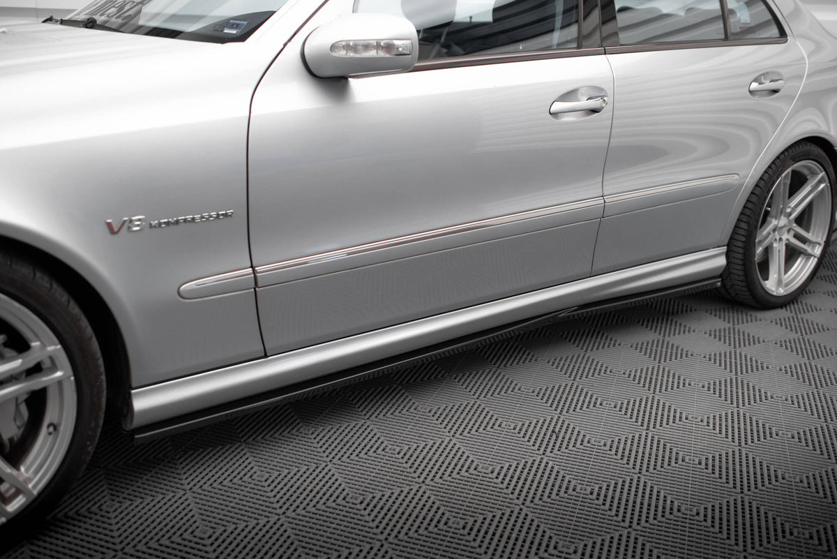 Street+ Seitenschweller Leisten passend für Mercedes-Benz E 55 AMG W211 schwarz Hochglanz – Ansicht 1