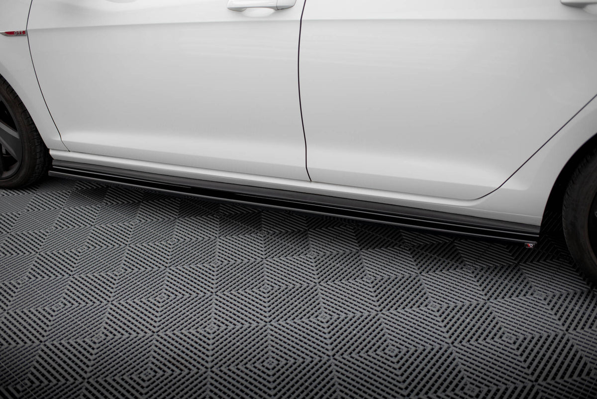 Street+ Seitenschweller Leisten passend für V.1 passend für VW Golf GTI / GTD Mk7 / Mk7 Facelift   (breit) schwarz Hochglanz – Ansicht 4