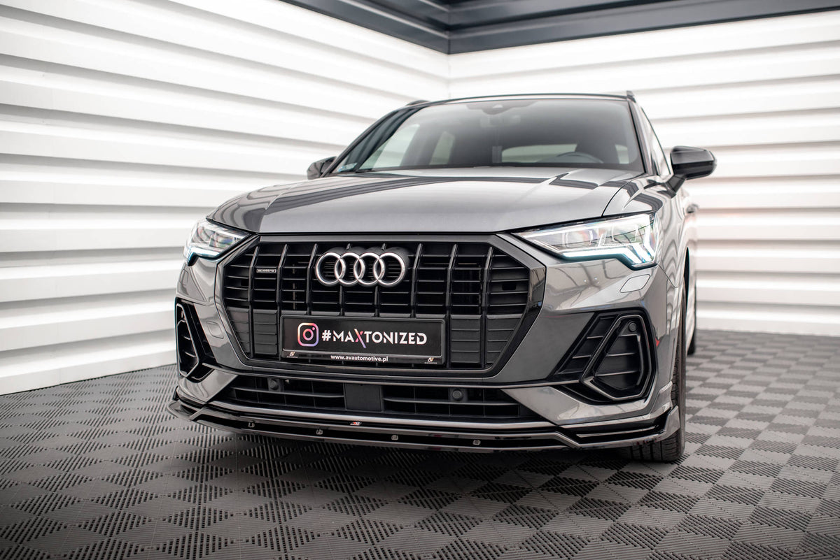 Street+ Spoilerlippe Front Ansatz V.4 passend für Audi Q3 Sportback / SUV S-Line F3 schwarz Hochglanz – Ansicht 3
