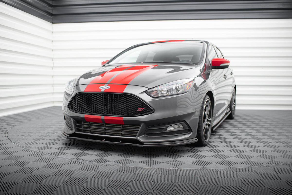 Street+ Spoilerlippe Front Ansatz V.1 passend für Ford Focus ST Mk3 FL schwarz Hochglanz – Ansicht 3