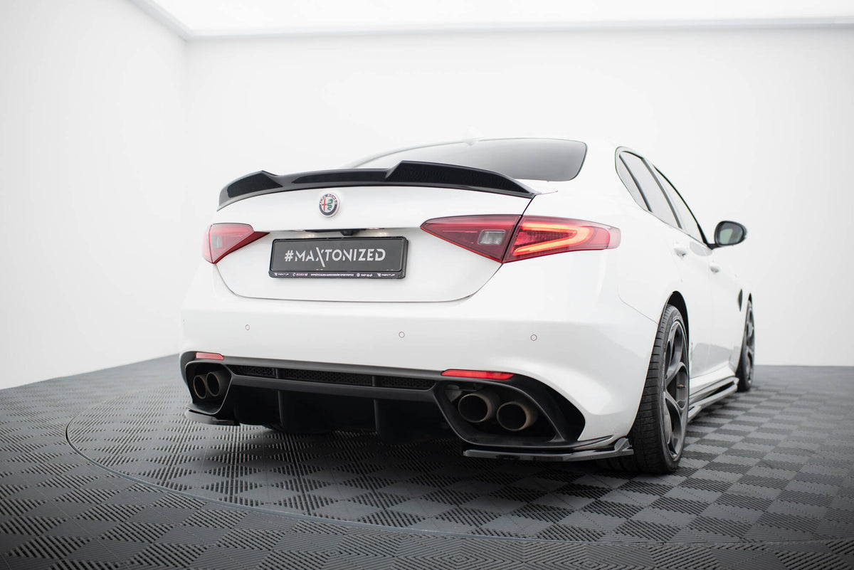 Heck Ansatz Flaps Diffusor passend für Alfa Romeo Giulia Quadrifoglio schwarz Hochglanz – Ansicht 4