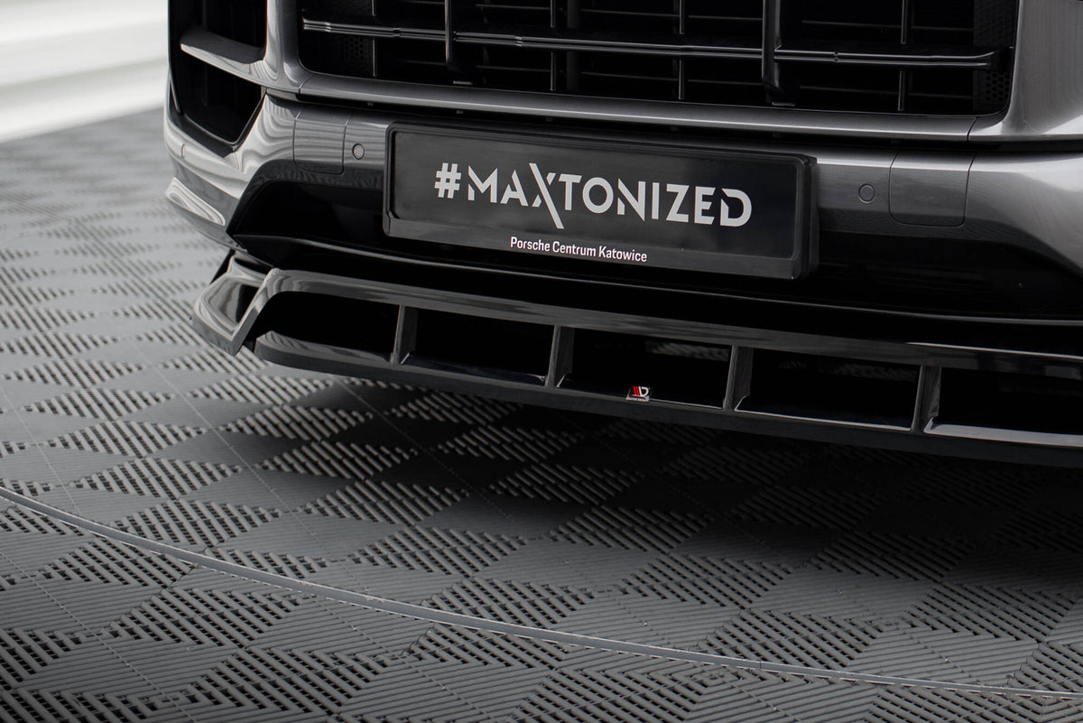 Street+ Spoilerlippe Front Ansatz passend für Porsche Cayenne Sport Design / Turbo SUV / Coupe Mk3 Facelift schwarz Hochglanz – Ansicht 4