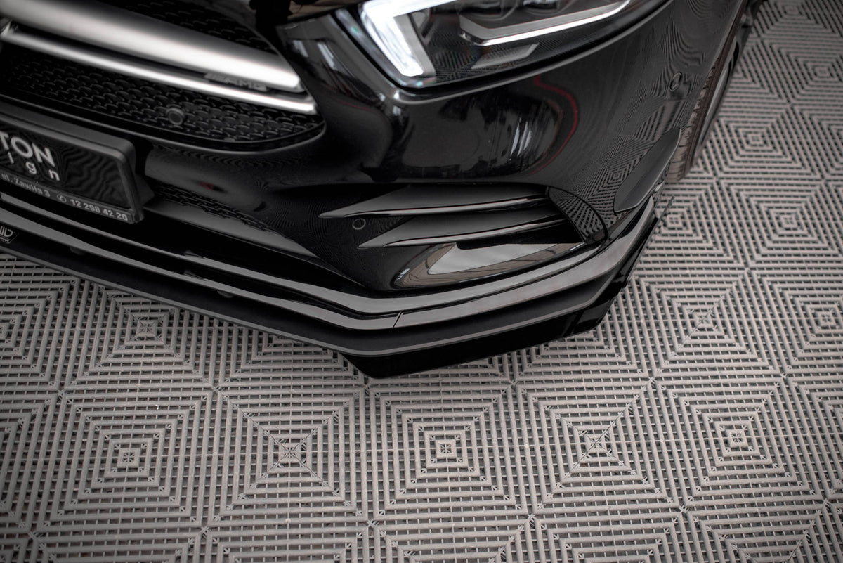 Front Stoßstange Flaps passend für Mercedes A35 AMG / AMG-Line Aero Pack W177  schwarz Hochglanz – Ansicht 3