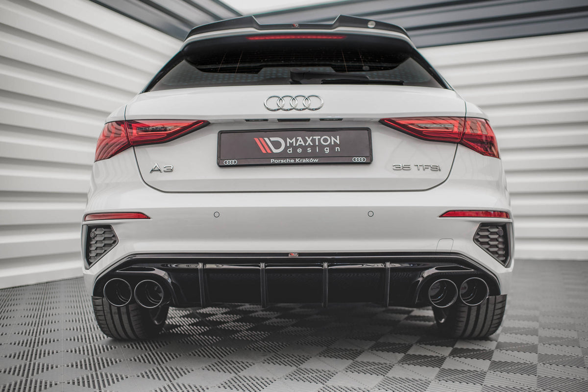 Diffusor Heck Ansatz + Endrohre passend für Audi A3 S-Line Sportback 8Y – Ansicht 3