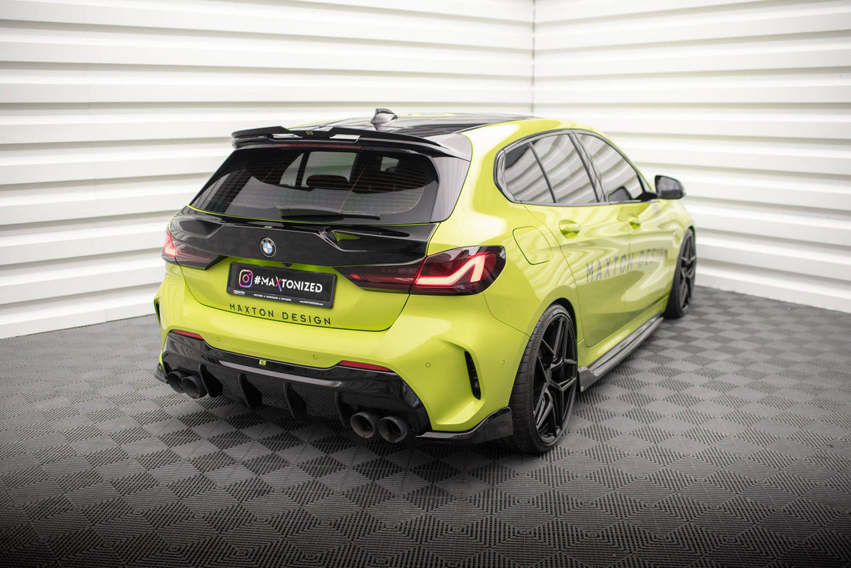 Heck Ansatz Flaps Diffusor V.6 passend für (Für heckansatz v.3) BMW 1er M-Paket /  M135i / 128ti F40 schwarz Hochglanz – Ansicht 1