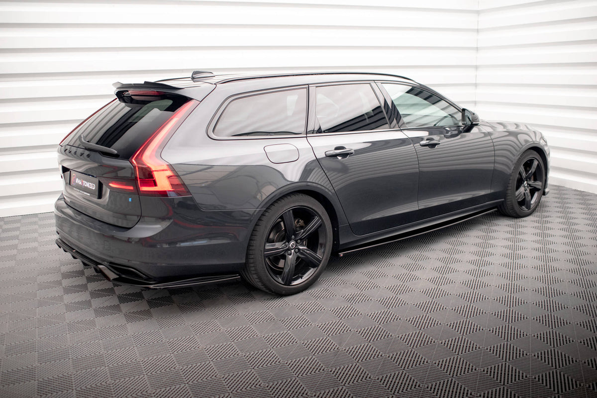Street+ Seitenschweller Leisten passend für Volvo V90 / S90 R-Design Mk2 schwarz Hochglanz – Ansicht 3