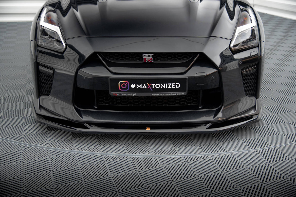 Street+ Spoilerlippe Front Ansatz V.1 passend für Nissan GTR R35 Facelift schwarz Hochglanz – Ansicht 4