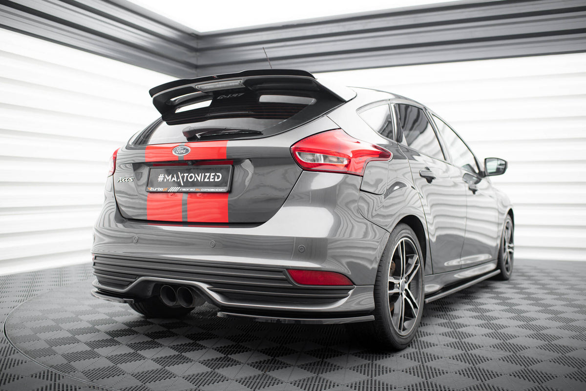 Heck Ansatz Flaps Diffusor passend für Ford Focus ST Mk3 FL schwarz Hochglanz – Ansicht 1