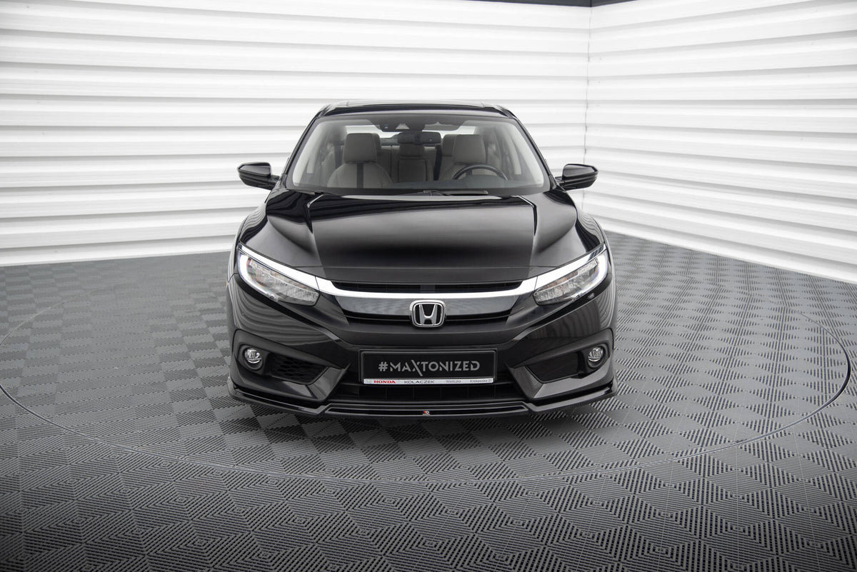Street+ Spoilerlippe Front Ansatz V.2 passend für Honda Civic Limousine Mk10 schwarz Hochglanz – Ansicht 1