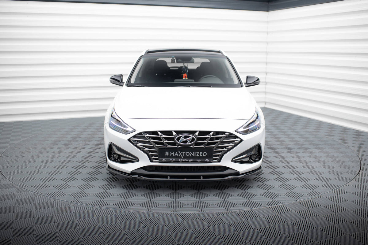 Street+ Spoilerlippe Front Ansatz V.1 passend für Hyundai I30 Mk3 Facelift schwarz Hochglanz – Ansicht 1
