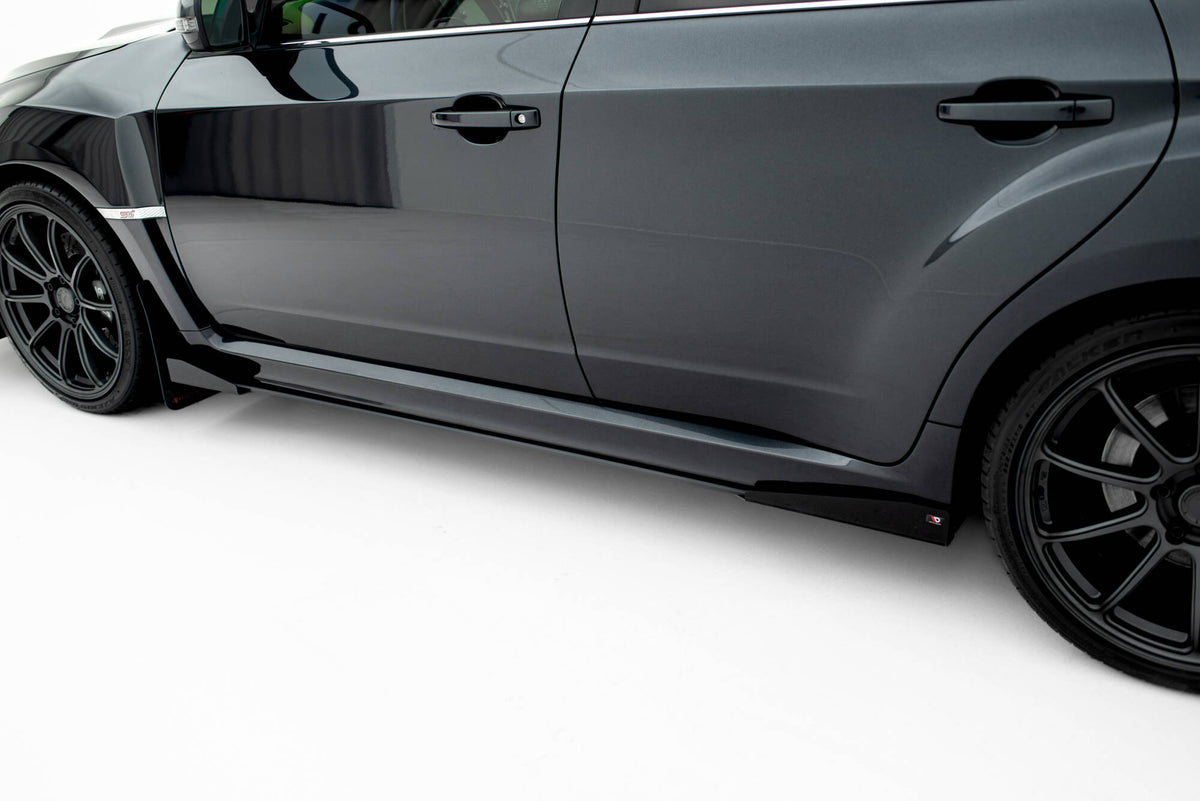Street Pro Street+ Seitenschweller Leisten + Flaps passend für Subaru Impreza WRX STI Mk3 Facelift schwarz Hochglanz – Ansicht 4