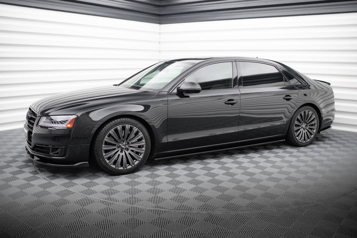 Street+ Seitenschweller Leisten passend für Audi A8 Lang D4 schwarz Hochglanz – Ansicht 1