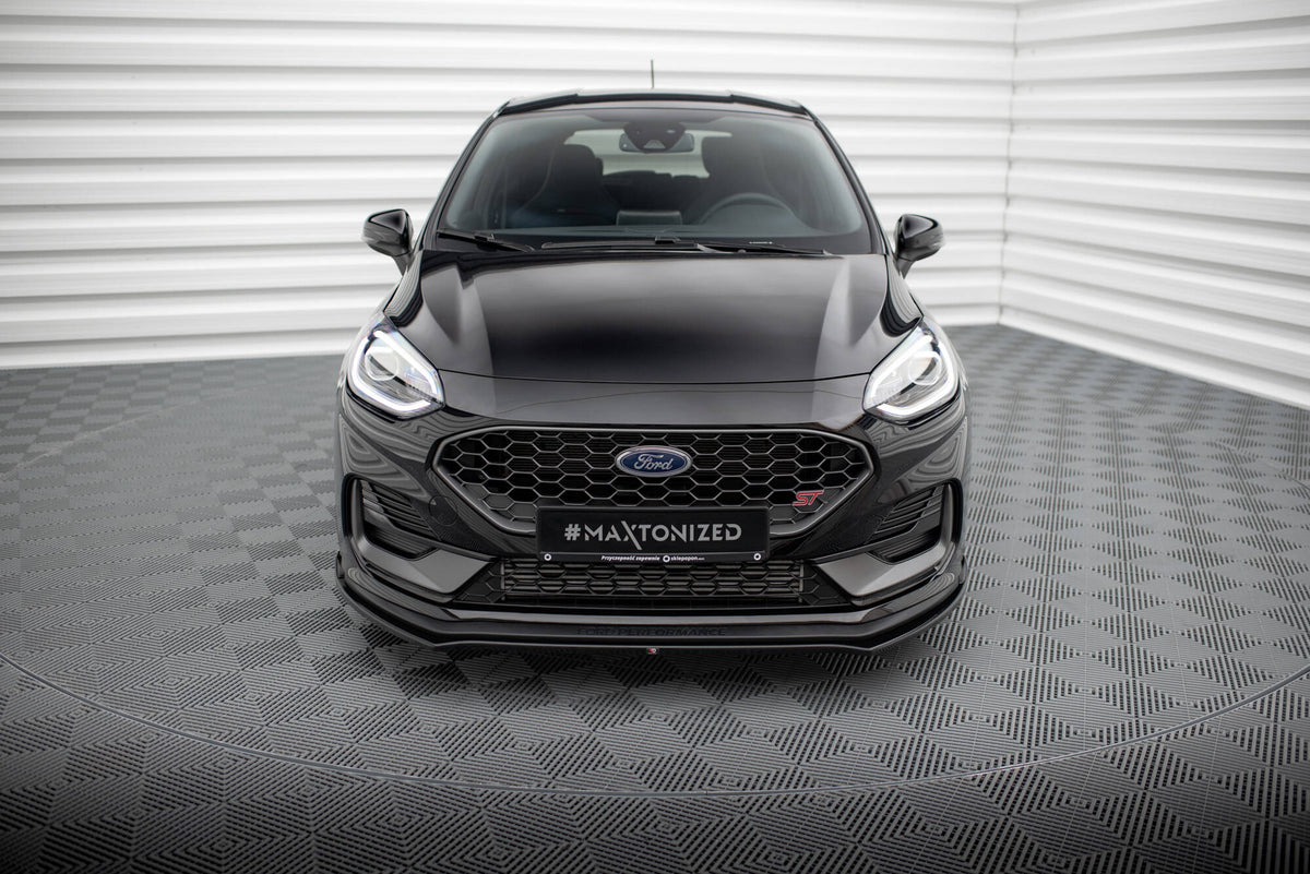 Street+ Spoilerlippe Front Ansatz V.1 passend für Ford Fiesta ST / ST-line Mk8 Facelift schwarz Hochglanz – Ansicht 4