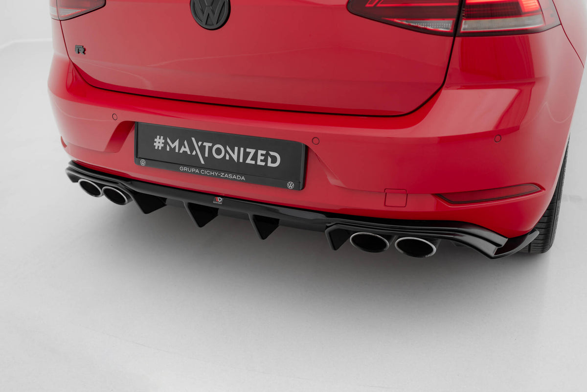 Diffusor Heck Ansatz V.3 passend für VW Golf R Mk7 Facelift schwarz Hochglanz – Ansicht 4