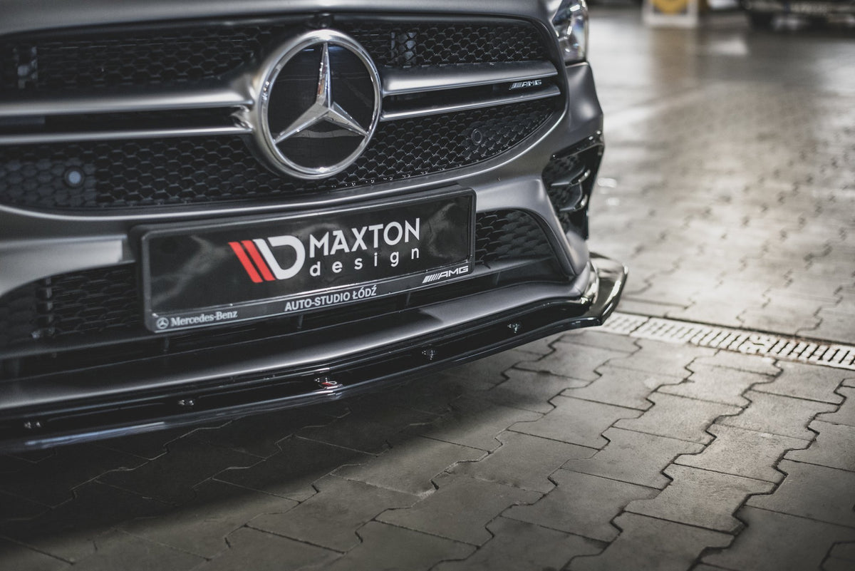 Street+ Spoilerlippe Front Ansatz V.2 passend für Mercedes-AMG CLA 35 Aero C118 schwarz Hochglanz – Ansicht 4
