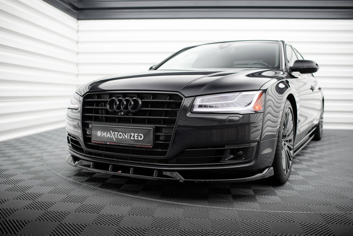 Street+ Spoilerlippe Front Ansatz passend für Audi A8 D4 Facelift schwarz Hochglanz – Ansicht 3