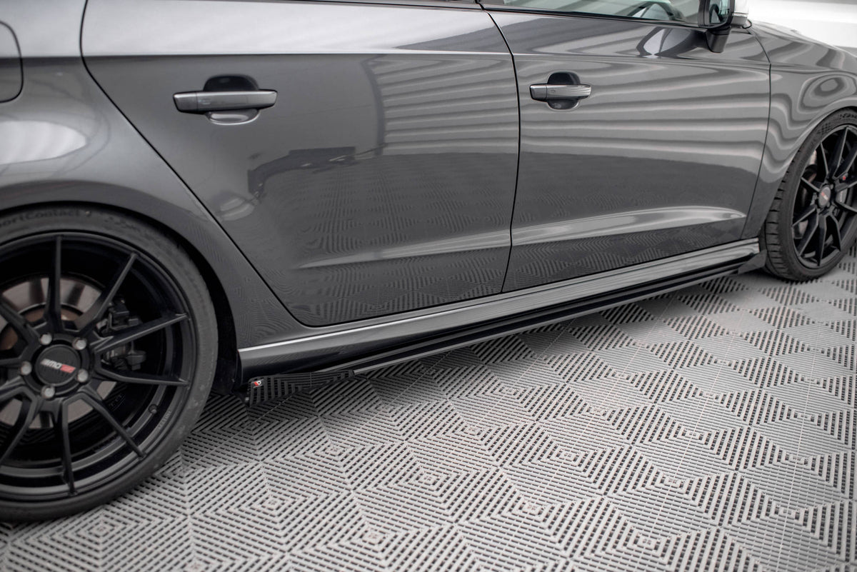 Seitenschweller Flaps passend für Audi S3 / A3 S-Line Sportback 8V Facelift schwarz Hochglanz – Ansicht 1