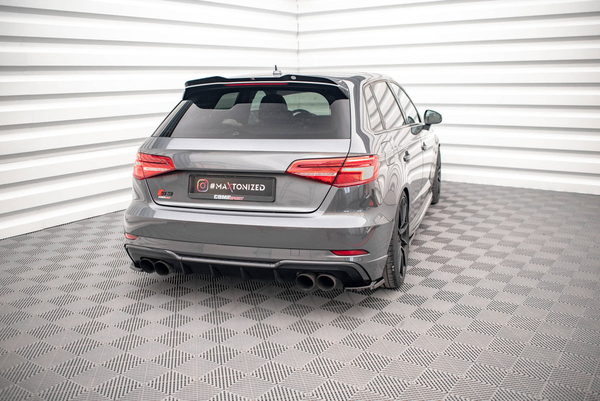 Heck Ansatz Flaps Diffusor V.1 passend für Audi S3 Sportback 8V Facelift schwarz Hochglanz – Ansicht 5