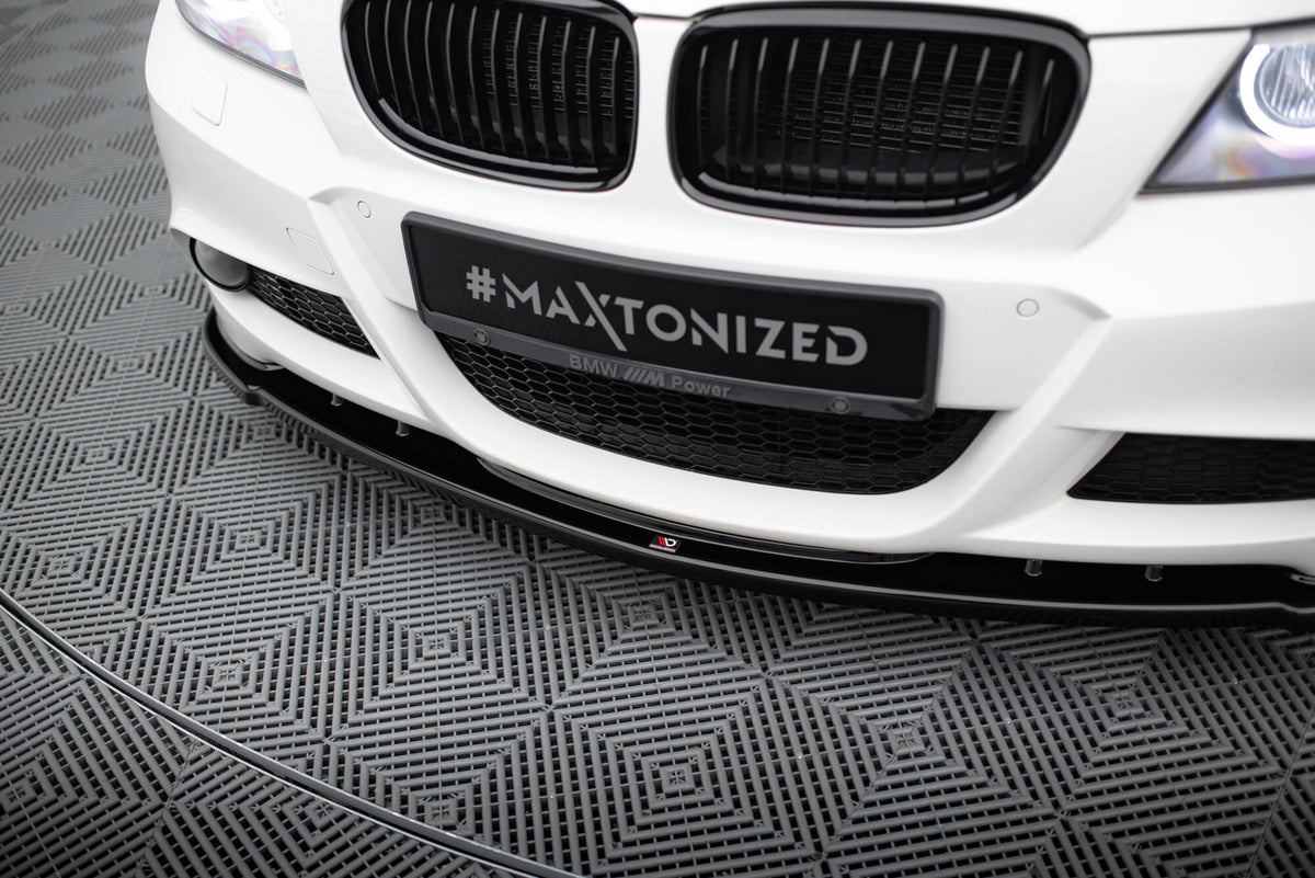 Street+ Spoilerlippe Front Ansatz V.1 passend für BMW 3er Limousine / Touring M-Paket E90 / E91 Facelift schwarz Hochglanz – Ansicht 4