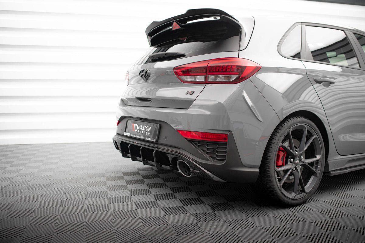 Diffusor Heck Ansatz passend für Hyundai I30 N Hatchback Mk3 Facelift schwarz Hochglanz – Ansicht 4