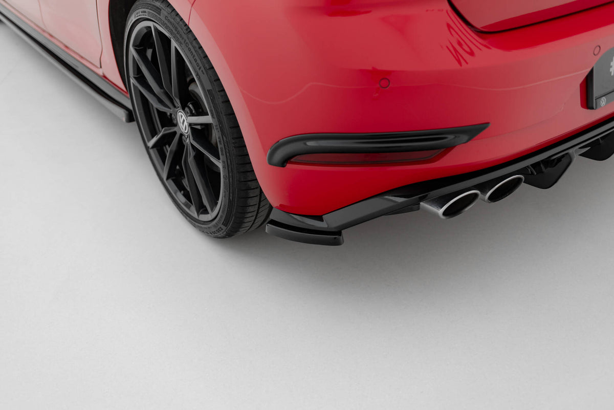 Heck Ansatz Flaps Diffusor passend für VW Golf Hatchback R / R-Line Mk7 Facelift schwarz Hochglanz – Ansicht 9