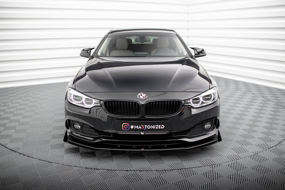 Street Pro Street+ Spoilerlippe Front Ansatz + Flaps passend für BMW 4er Gran Coupe F36 schwarz Hochglanz – Ansicht 1
