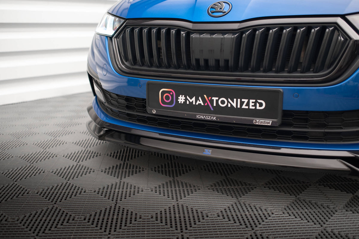Street+ Spoilerlippe Front Ansatz V.2 passend für Skoda Octavia Sportline Mk4 schwarz Hochglanz – Ansicht 3
