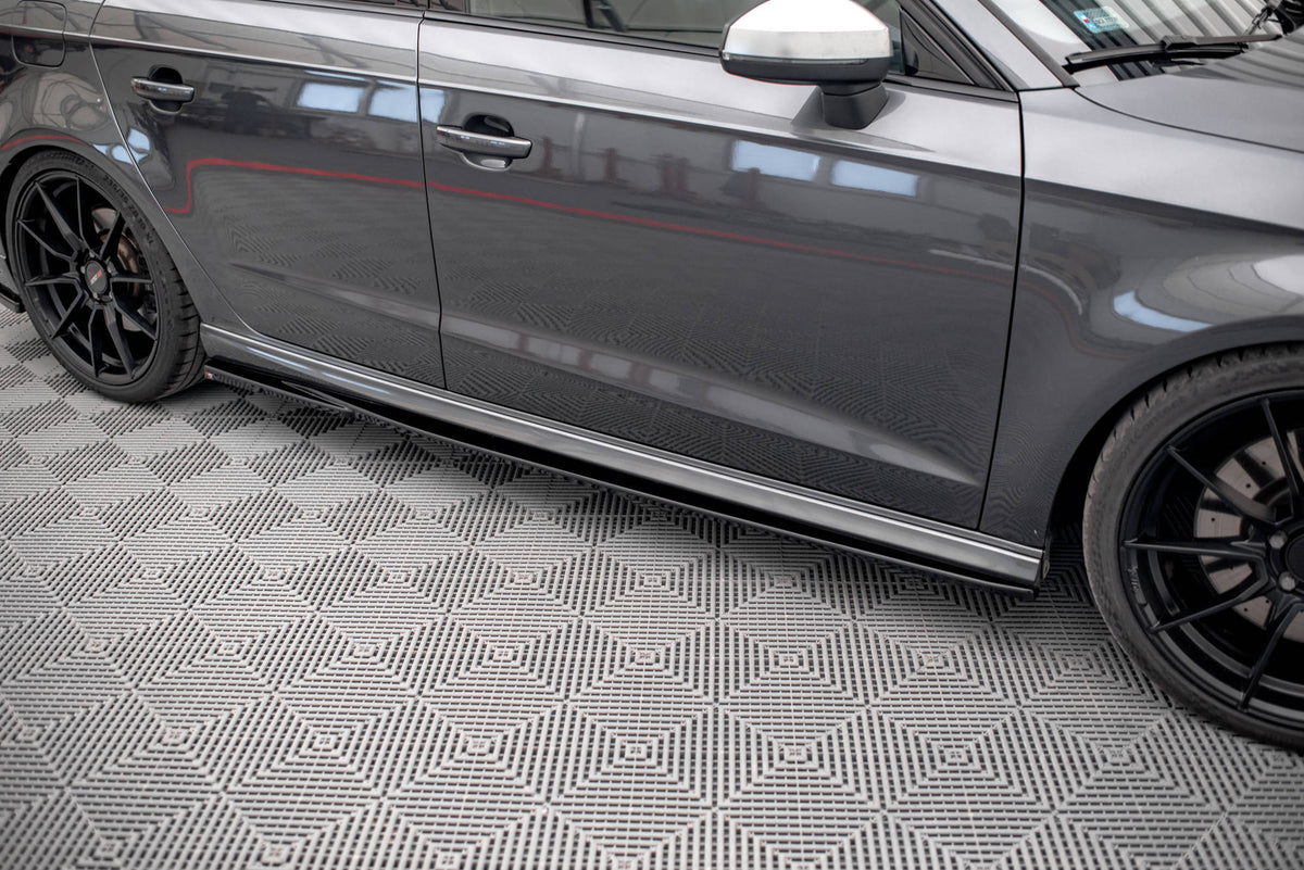 Street+ Seitenschweller Leisten V.2 passend für Audi S3 / A3 S-Line Sportback 8V / 8V Facelift schwarz Hochglanz – Ansicht 4