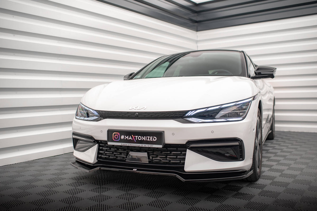 Street+ Spoilerlippe Front Ansatz V.1 passend für Kia EV6 GT-Line Mk1 schwarz Hochglanz – Ansicht 4
