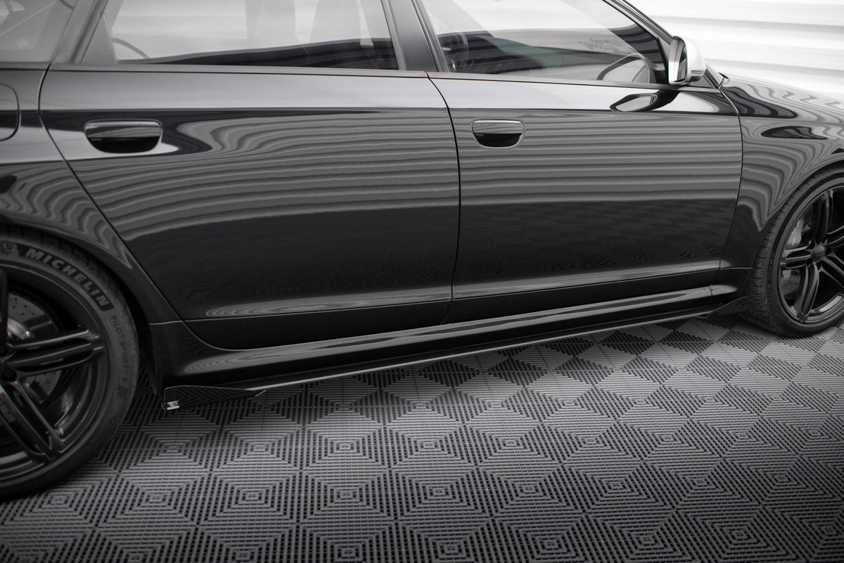 Street Pro Street+ Seitenschweller Leisten + Flaps passend für Audi RS6 Avant C6 schwarz Hochglanz – Ansicht 1