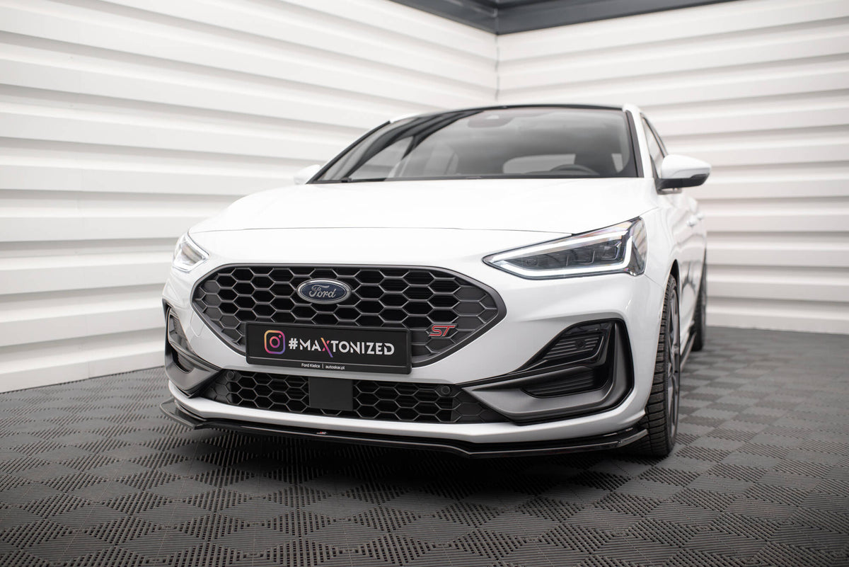 Street+ Spoilerlippe Front Ansatz V.1 passend für Ford Focus ST / ST-Line Mk4 Facelift schwarz Hochglanz – Ansicht 4